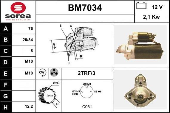 Sera BM7034 - Starter autospares.lv