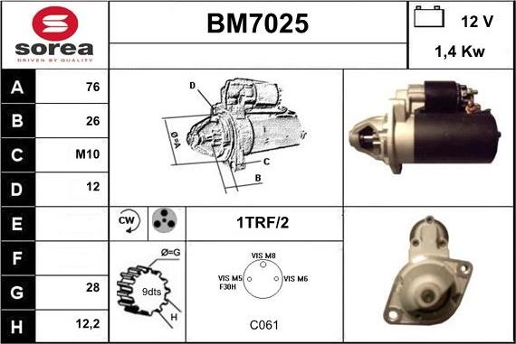 Sera BM7025 - Starter autospares.lv