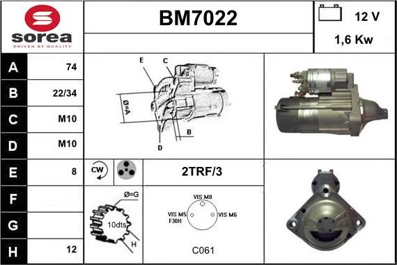 Sera BM7022 - Starter autospares.lv