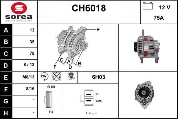 Sera CH6018 - Alternator autospares.lv