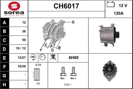 Sera CH6017 - Alternator autospares.lv