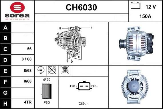 Sera CH6030 - Alternator autospares.lv