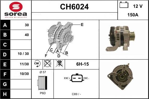 Sera CH6024 - Alternator autospares.lv