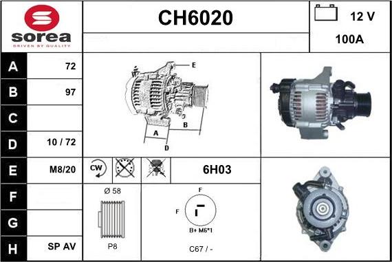 Sera CH6020 - Alternator autospares.lv