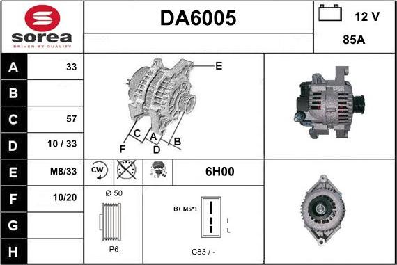 Sera DA6005 - Alternator autospares.lv