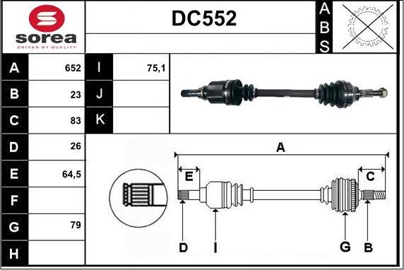 Sera DC552 - Drive Shaft autospares.lv