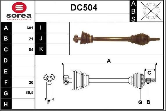 Sera DC504 - Drive Shaft autospares.lv