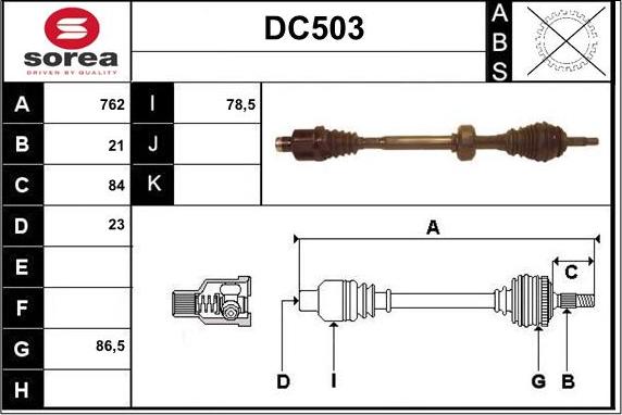 Sera DC503 - Drive Shaft autospares.lv