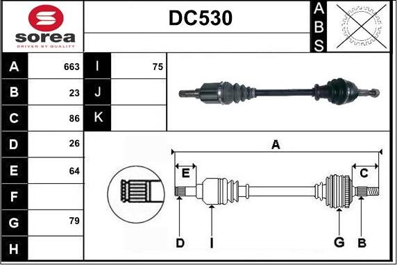 Sera DC530 - Drive Shaft autospares.lv