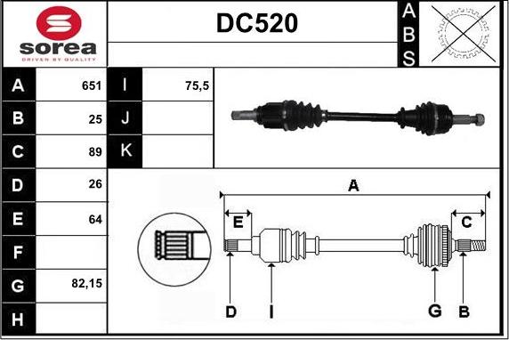 Sera DC520 - Drive Shaft autospares.lv