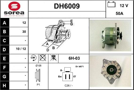 Sera DH6009 - Alternator autospares.lv