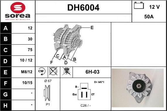 Sera DH6004 - Alternator autospares.lv