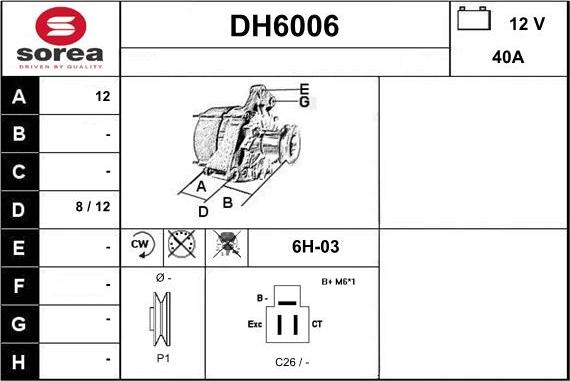 Sera DH6006 - Alternator autospares.lv