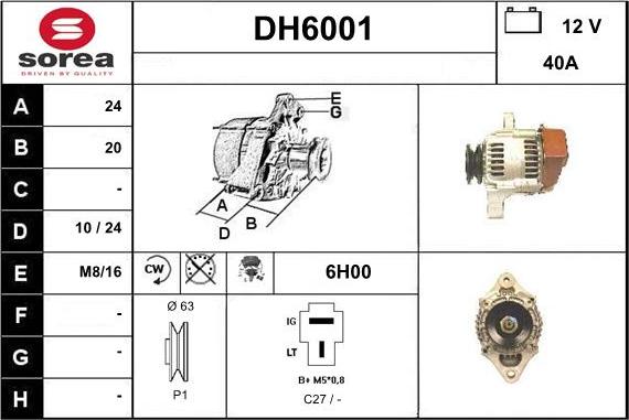Sera DH6001 - Alternator autospares.lv