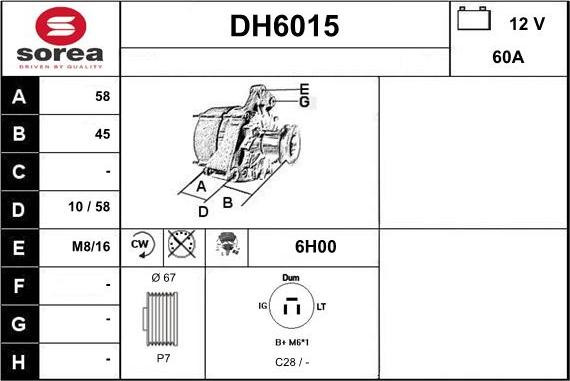 Sera DH6015 - Alternator autospares.lv