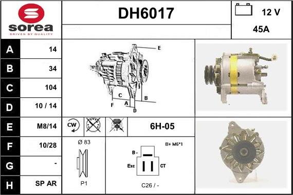 Sera DH6017 - Alternator autospares.lv