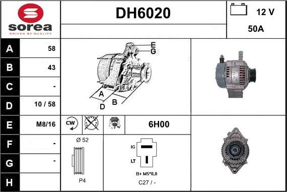 Sera DH6020 - Alternator autospares.lv