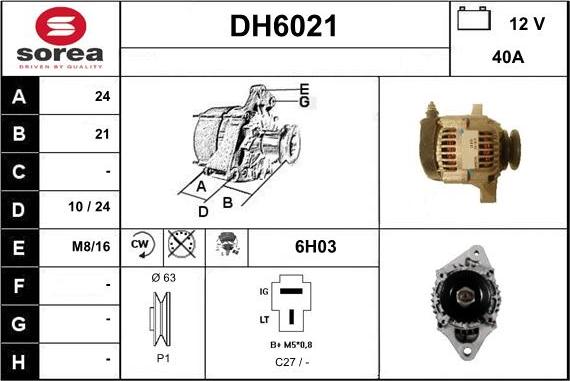 Sera DH6021 - Alternator autospares.lv