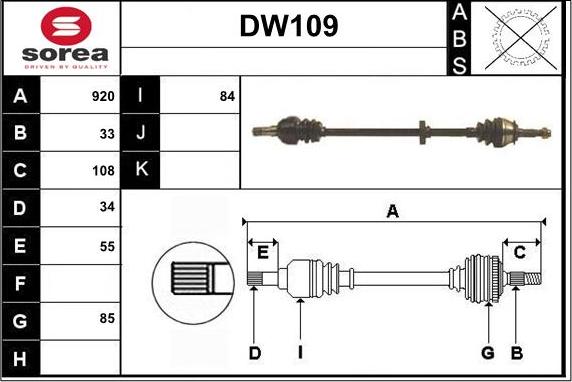 Sera DW109 - Drive Shaft autospares.lv