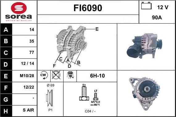 Sera FI6090 - Alternator autospares.lv