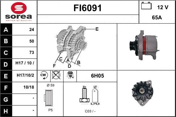 Sera FI6091 - Alternator autospares.lv