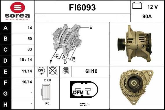 Sera FI6093 - Alternator autospares.lv