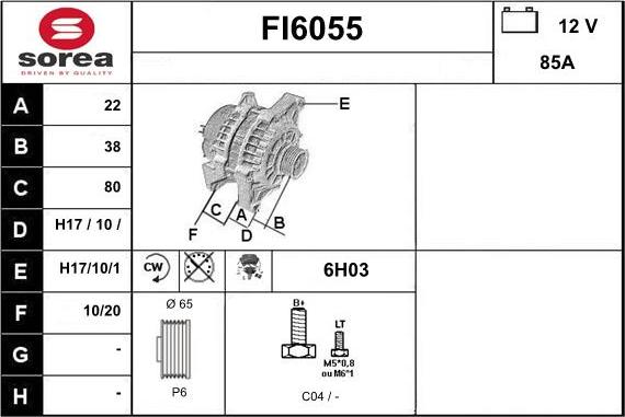 Sera FI6055 - Alternator autospares.lv