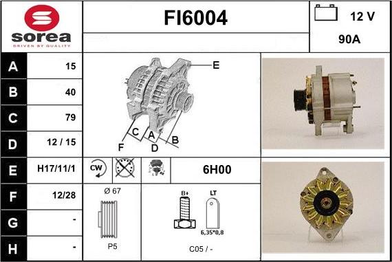 Sera FI6004 - Alternator autospares.lv