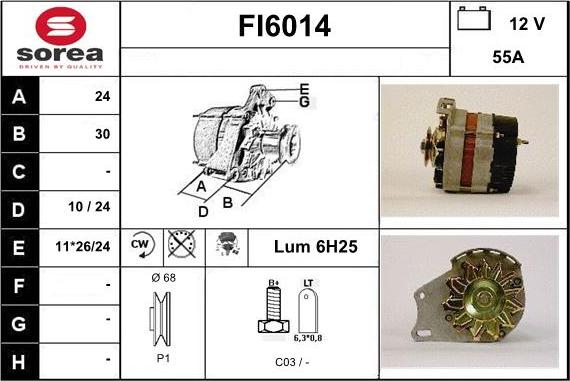 Sera FI6014 - Alternator autospares.lv