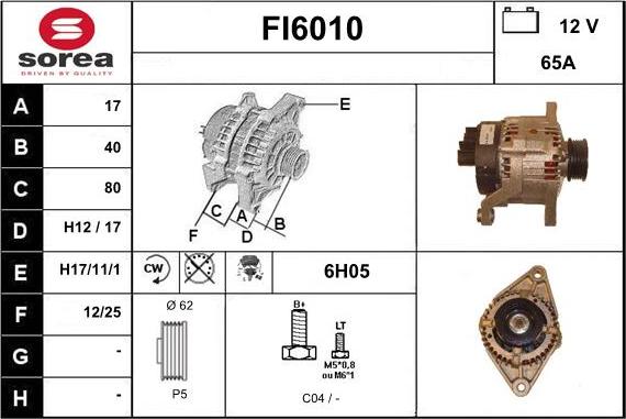 Sera FI6010 - Alternator autospares.lv