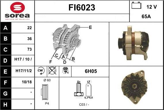 Sera FI6023 - Alternator autospares.lv