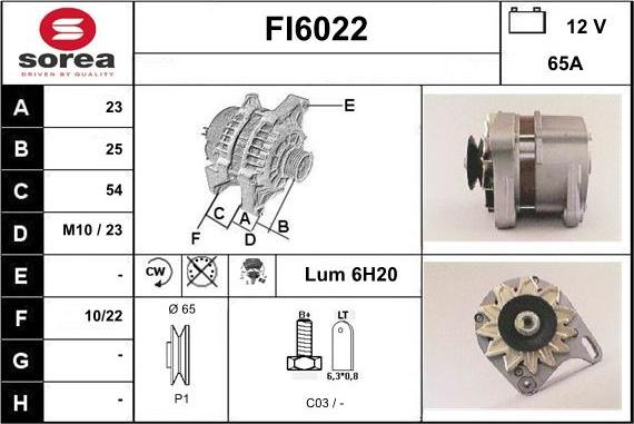 Sera FI6022 - Alternator autospares.lv