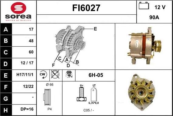 Sera FI6027 - Alternator autospares.lv