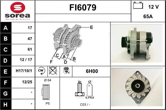 Sera FI6079 - Alternator autospares.lv