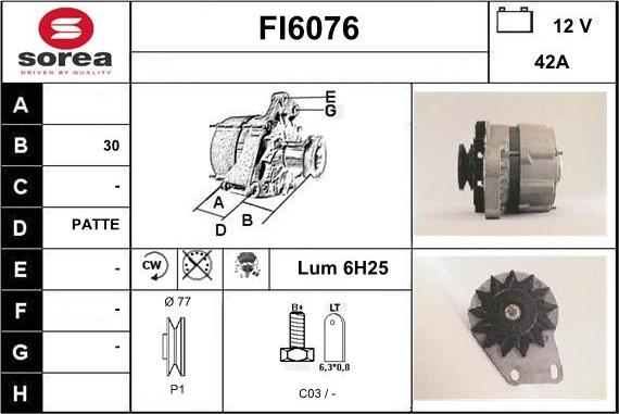 Sera FI6076 - Alternator autospares.lv