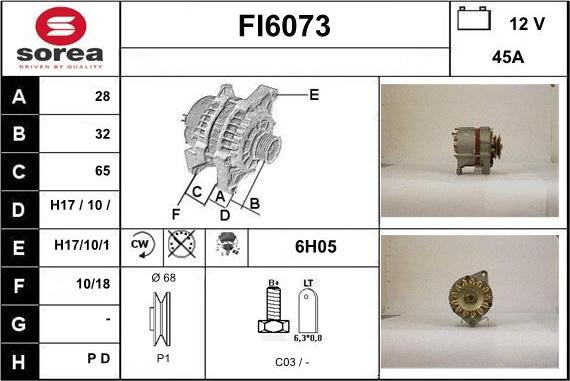 Sera FI6073 - Alternator autospares.lv