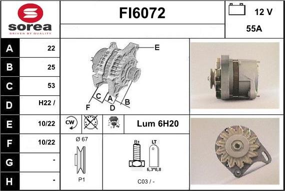 Sera FI6072 - Alternator autospares.lv