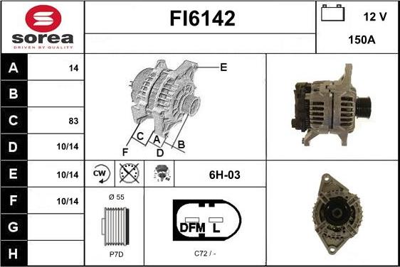 Sera FI6142 - Alternator autospares.lv