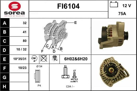 Sera FI6104 - Alternator autospares.lv