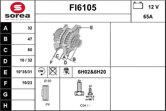 Sera FI6105 - Alternator autospares.lv