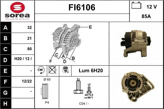 Sera FI6106 - Alternator autospares.lv