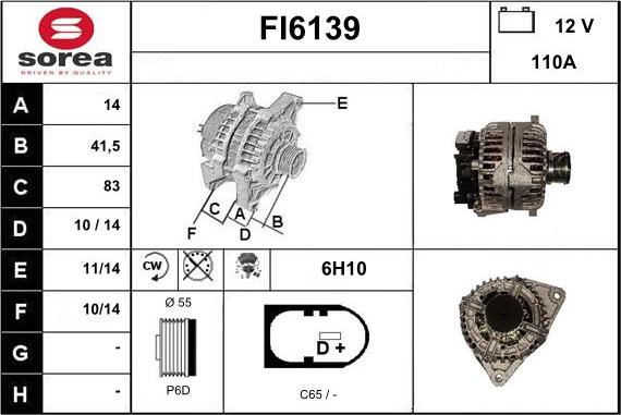 Sera FI6139 - Alternator autospares.lv