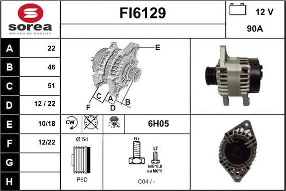 Sera FI6129 - Alternator autospares.lv