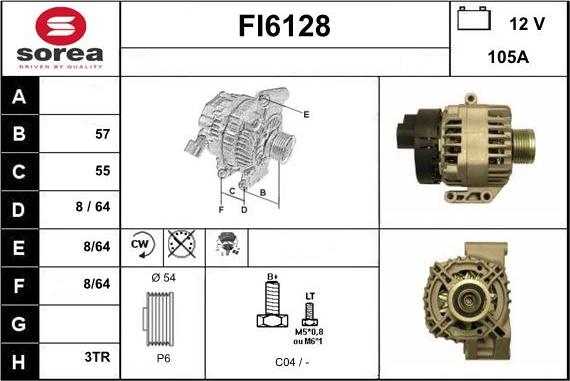 Sera FI6128 - Alternator autospares.lv