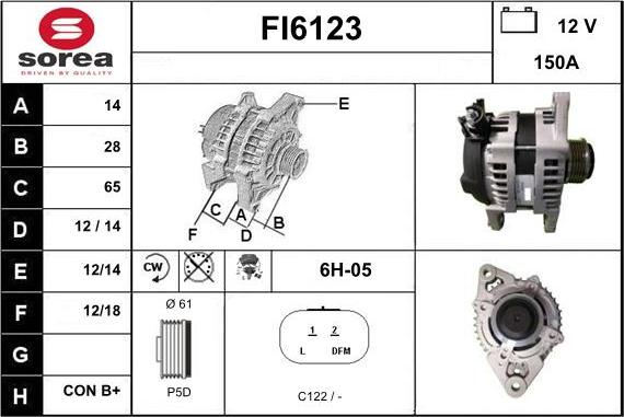 Sera FI6123 - Alternator autospares.lv