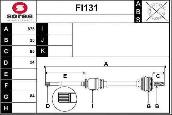 Sera FI131 - Drive Shaft autospares.lv