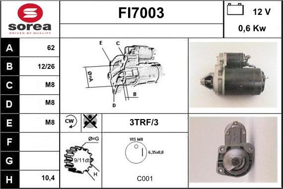 Sera FI7003 - Starter autospares.lv