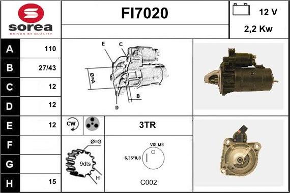 Sera FI7020 - Starter autospares.lv