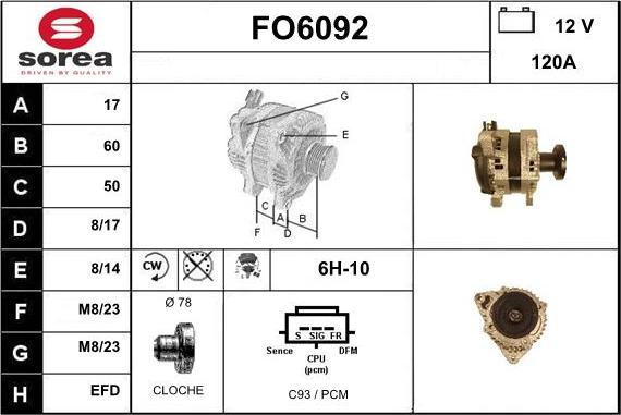 Sera FO6092 - Alternator autospares.lv