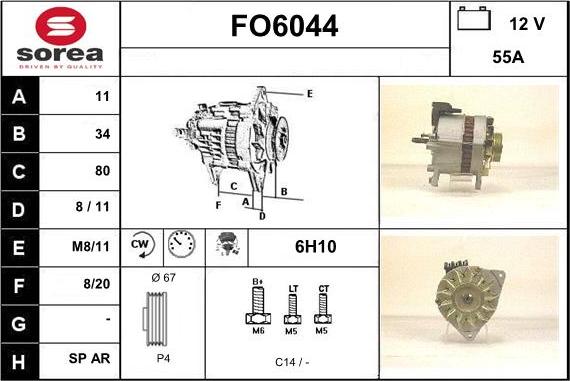 Sera FO6044 - Alternator autospares.lv